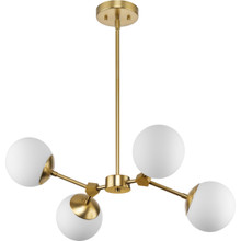 Haas Collection Four-Light Brushed Bronze Mid-Century Modern Chandelier - Dry Location Listed
