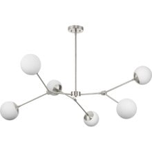Haas Collection Six-Light Brushed Nickel Mid-Century Modern Chandelier - Dry Location Listed