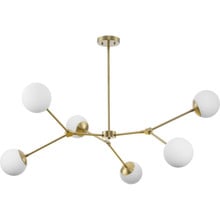 Haas Collection Six-Light Brushed Bronze Mid-Century Modern Chandelier - Dry Location Listed