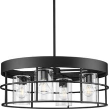 Burgess Collection Four-Light Matte Black Modern Farmhouse Chandelier - Dry Location Listed
