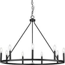 Gilliam Collection Nine-Light Matte Black New Traditional Chandelier - Dry Location Listed