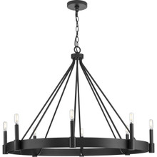 Breckenridge Collection Eight-Light Matte Black Rustic Farmhouse Chandelier - Dry Location Listed
