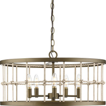 Lattimore Collection Five-Light Aged Brass Coastal Chandelier - Dry Location Listed