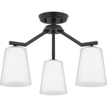 Vertex Collection Three-Light Matte Black Etched White Contemporary Convertible Chandelier - Dry Location Listed