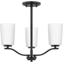 Adley Collection Three-Light Matte Black Etched White Glass New Traditional Semi-Flush Convertible Light - Dry Location Listed