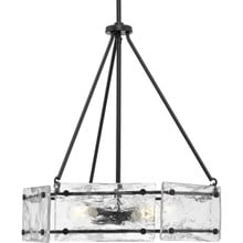 Rivera Collection Four-Light Matte Black Luxe Industrial Chandelier - Dry Location Listed