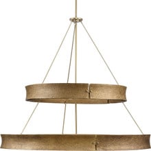 Lusail Collection Thirteen-Light Soft Gold Luxe Industrial Chandelier - Dry Location Listed