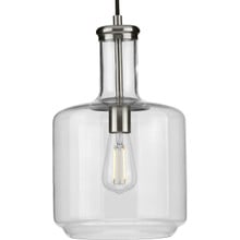 Latrobe Collection One-Light Brushed Nickel Clear Glass Coastal Pendant Light - Dry Location Listed - Model P500230-009