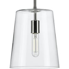 Clarion Collection One-Light Polished Nickel Clear Glass Transitional Pendant - Dry Location Listed - Model P500241-104