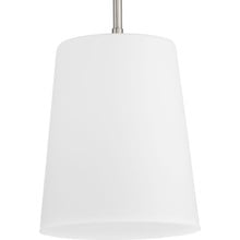 Clarion Collection One-Light Brushed Nickel Etched White Transitional Pendant - Dry Location Listed - Model P500429-009