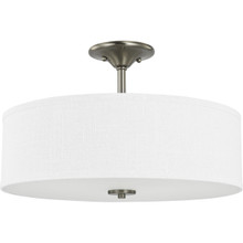 Inspire Collection Brushed Nickel Three-Light 18" Semi-Flush Mount - Damp Location Listed - P350167-009