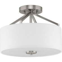 Goodwin Collection 13 in. Two-Light Brushed Nickel Modern Farmhouse Semi-Flush Mount Convertible - Dry Location Listed - P350239-009