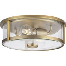 Gilliam Collection 12-5/8 in. Two-Light Vintage Brass New Traditional Flush Mount - Damp Location Listed - P350253-163