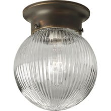 One-Light Glass Globe 6-3/8" Close-to-Ceiling - Damp Location Listed - P3599-20