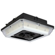 LED Wide Beam Canopy Light - Multi Watt Selectable 90/75/60W - 12557 Max Lumens - 120-277V - Color Temperature Selectable 30K/40K/50K - Bronze Finish With Emergency Battery Back-Up