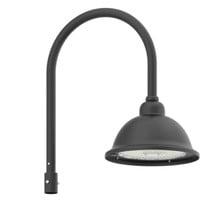 LED Designer Bell Post Light - 16 Inch Diameter - Watt Selectable 100/80/50W - 110-277V - Color Temperature Selectable 30/40/50K - Dimmable - Black Finish - With Single Bell Post Arm Pole Mount & 4 Inch Adapter