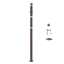 7 Foot Modular Light Pole - 5 Foot Base Height - 1 Foot Extension - 2 Lamp Holder Section - 1/2 Inch Threaded Hub Cap - Bronze Finish