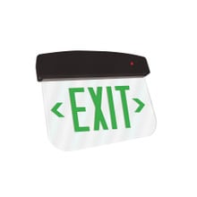 LED Plastic EdgeLit Exit Sign - Black Canopy Surface Mount with Green Lettering - With Battery Back-Up