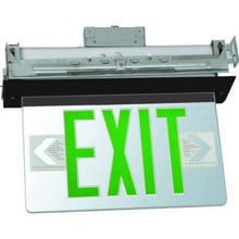 LED EdgeLit Exit Sign Recessed Mount - Black Canopy with Clear Panel and Green Lettering