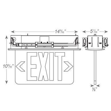 Aluminum LED Exit Sign – Mirror Panel, Green Letters