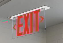 LED EdgeLit Exit Sign Recessed Mount - White Canopy with Clear Panel and Red Lettering