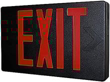 Black LED Steel Housing Exit Sign w/ Battery Back Up - Red Lettering - With Battery Back-Up