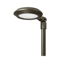 Round Commercial LED Area Light - Multi Watt 18W/30W/45W/60W - Color Selectable 30K/40K/50K - 120-277V - Bronze Finish - Type 5 Lens - Slipfitter Mount For 2-3/8 Inch Poles