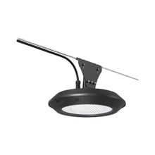 Round Commercial LED Area Light - Multi Watt 22W/37W/56W/75W - Color Selectable 40K/50K - 120-277V - Bronze Finish - Type 5 Lens - Catenary Wire Suspension Mount