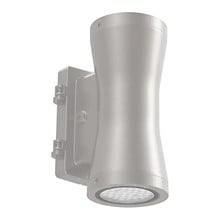 LED Architectural Outdoor Cylinder Up/Down Lights With Photocell - Wattage Selectable 60W/45W/30W/18W - Color Temerature Selectable 30K/40K/50K - 120-277V - Silver Finish