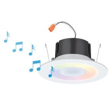 6In Smart Rgbw Speaker Downlight, Dynamic Color Red Green Blue White, Matte White,