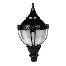 LED Designer Post Light - Small - Selectable 100/80/60 Watt - 11000 Max Lumens - Color Selectable 30K/40K/50K - 120-277V - Black - Fits Up to 3 Inch Pole Top