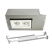 Mini Multiple LED Two Light New Construction Housing with Trim and Light Engine 3000K Narrow Beam in White
