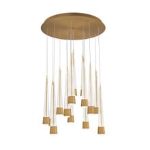 Quill 16' LED Chandelier Light 2700K/3000K/3500K/4000K in Aged Brass - PD-59415R-AB
