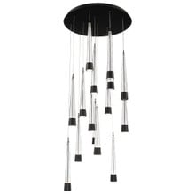 Quill 16' LED Chandelier Light 2700K/3000K/3500K/4000K in Black - PD-59415R-BK