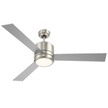 52 Inch Reversible Rosewood & Silver Finish Plywood 3-Blade Ceiling & Light - 120V - 19W - 3000K Soft White - Wall Switch Included