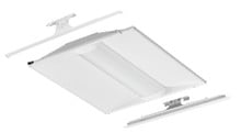 Volumetric Recessed Lighting 2FT x2FT Relight, Nominal 3300 LM, Curved,  linear prismatic with trim ring, eldoLED dimming 1%, 80+ CRI,  4000K, Embedded wireless controls by nLight, Networked wireless,  fixture integrated occupancy and daylight sensor