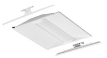Volumetric Recessed Lighting 2FT x2FT Relight, Nominal 4000 LM, Curved,  linear prismatic with trim ring, eldoLED dimming 1%, 80+ CRI,  4000K, Embedded wireless controls by nLight, Networked wireless,  fixture integrated occupancy and daylight sensor