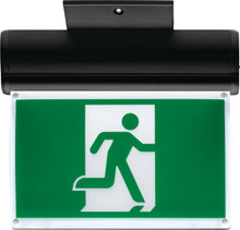 Quantum®,  Extruded Aluminum Edge-Lit Running Man Sign, Black, Emergency