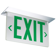 Signature®,  Aluminum Edge-Lit Exit Sign, Unfinished, Double face, Green with mirror separator, Left and right, Dual voltage, Panel assembly only
