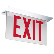 Signature®,  Aluminum Edge-Lit Exit Sign, Single face, Red on clear, Dual voltage, Top mount