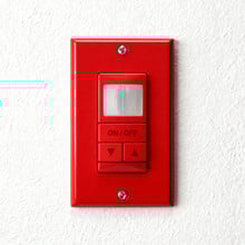Aesthetic Wall Switch Occupancy Sensor, Passive Dual Technology, Low Voltage, Raise/Lower Dimming, Red