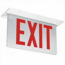 Signature®,  Aluminum Edge-Lit Exit Sign, White, Double face, Red with mirror separator, Double face, Dual voltage, Emergency, Sealed,  maintenance free nickel-cadmium battery, Panel assembly only