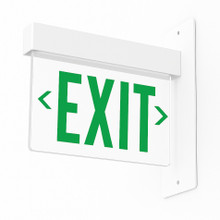 Signature®,  Aluminum Edge-Lit Exit Sign, Double face, Green with mirror separator, Left and right, Dual voltage, End mount, Panel assembly only