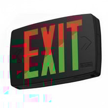Quantum LED thermoplastic exit, Stencil Face, Black, Red/Green Switchable, 120 - 277V