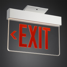 Signature®,  Aluminum Edge-Lit Exit Sign, White, Single face, Red on clear, Left, Dual voltage, Panel assembly only