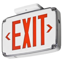 Wet location LED exit sign, White, Single face, Red, Emergency, Two tamperproof Torx-head screws