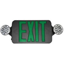 Low Profile All LED Exit & Emergency Combo, Green, Black Housing - With 90 Minute Battery Back-Up