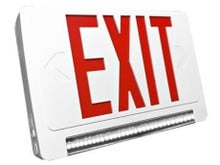 Standard Light pipe LED Exit & Emergency Combo - Red Lettering with White Housing Color - With 90 Minute Battery Back-Up