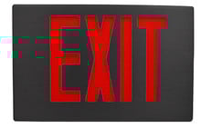 LED Die-cast Aluminum Exit Sign- Black Housing with Red Lettering - With Battery Back-Up