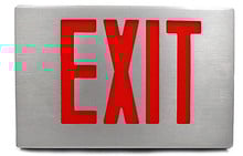LED Die-Cast Aluminum Exit Sign with Red Lettering - With Battery Back-Up
